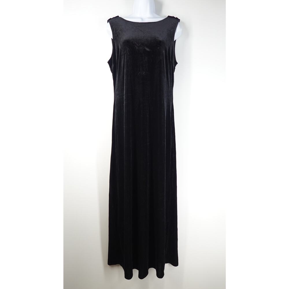CDC Evening Vtg 90s Dress Women 10 Black Velvet Maxi Whimsigoth Draped Back